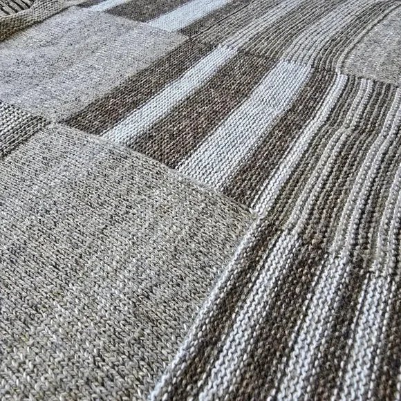 Vintage Bill Blass Men's Patchwork Stripe Sweater Size L Made in USA Brown‎ Tan - Picture 5 of 6